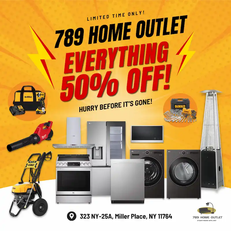 789 Home Outlet store interior showing wide selection of tools, appliances and furniture at discount prices